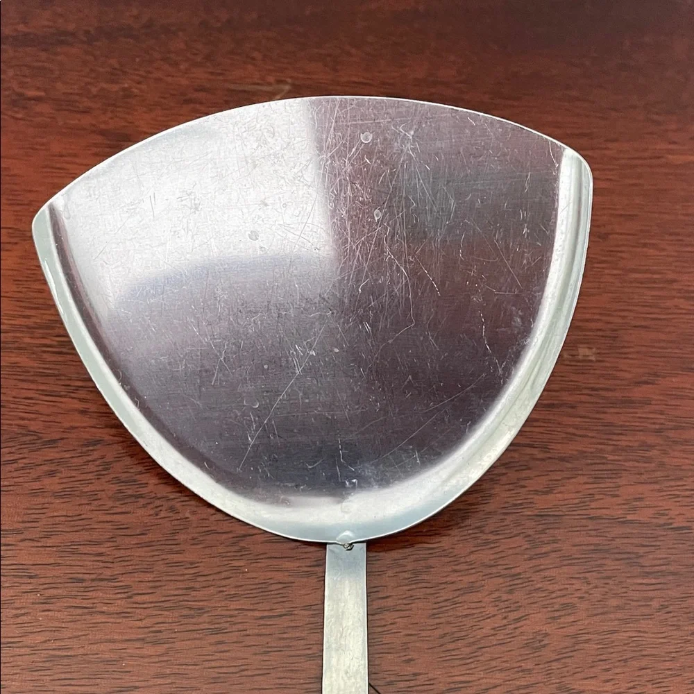 Elegant Silver and Wood Wok Spatula